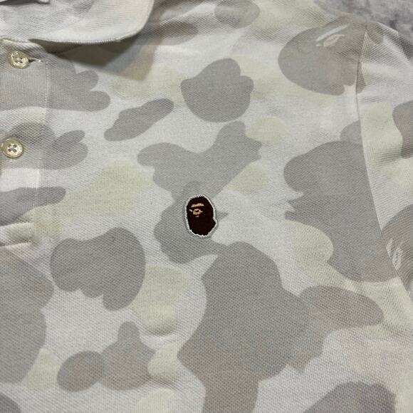 Authentic Bape 2000's White Camo Ape Head Polo L - Picture 2 of 6